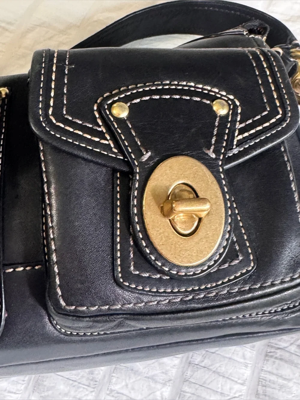 COACH Legacy Turnlock Shoulder Bag Black Leather 65th Anniversary Pink Lined